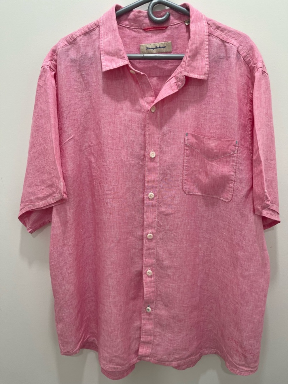 Tommy Bahama Men's Pink Linen Short-Sleeve Button-Up Shirt